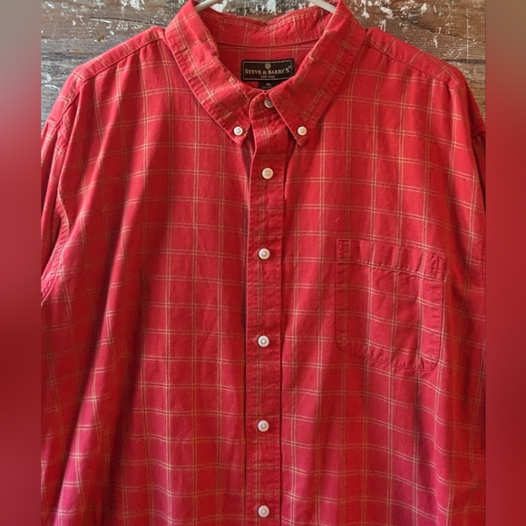 Upcycled Handcrafted Dip Dyed Bleached Red Plaid Button Down Shirt W God Speed - Picture 11 of 14